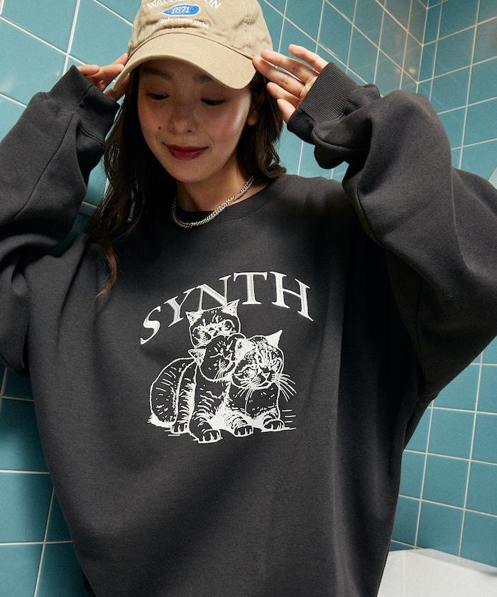 SYNTH 貓圖案加絨衛衣