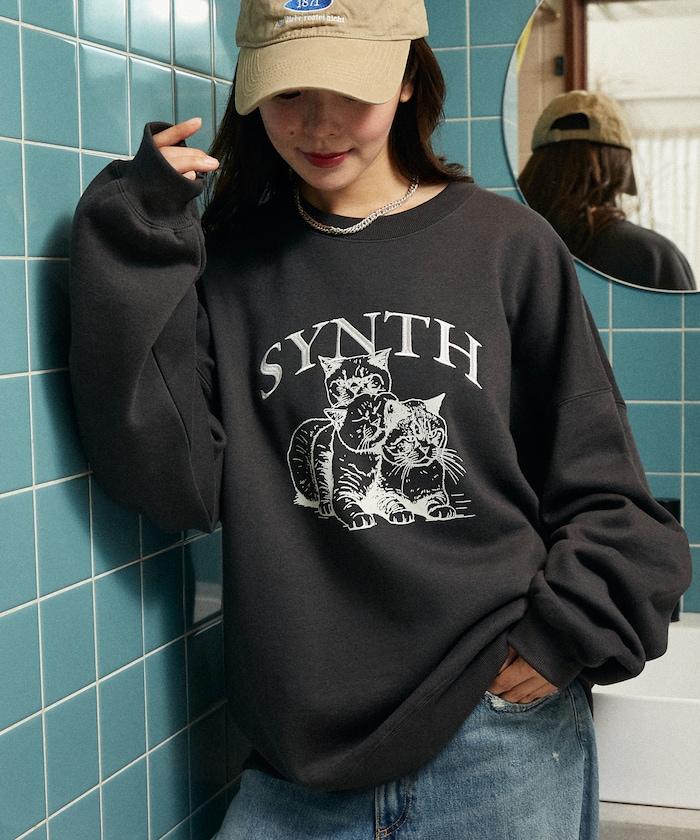 SYNTH 貓圖案加絨衛衣