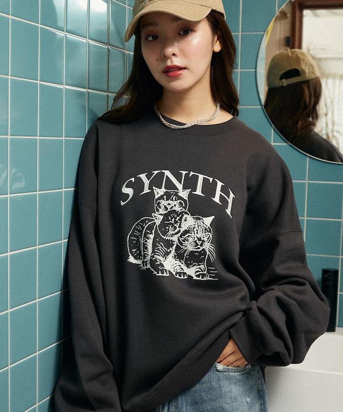 SYNTH 貓圖案加絨衛衣