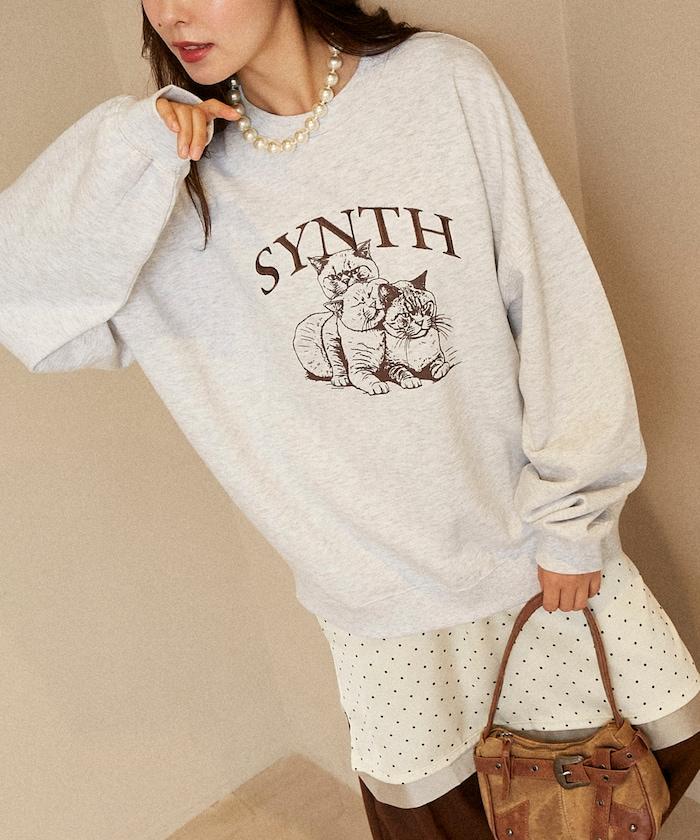 SYNTH 貓圖案加絨衛衣