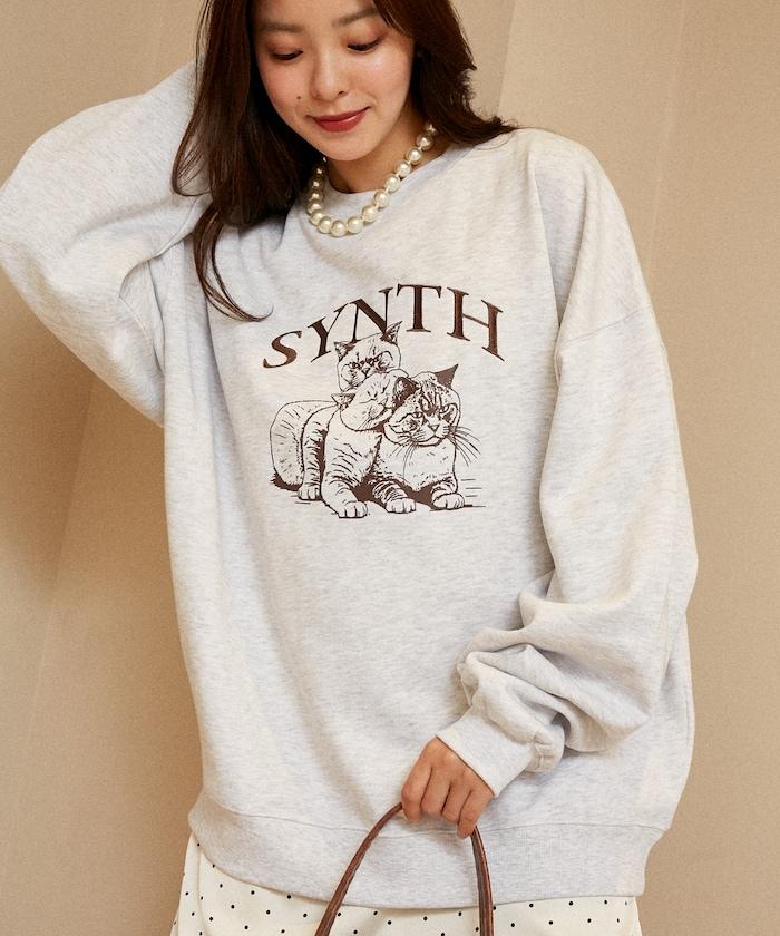 SYNTH 貓圖案加絨衛衣