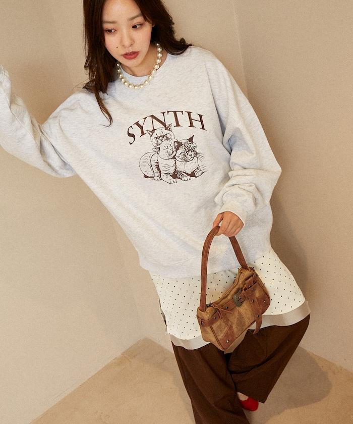SYNTH 貓圖案加絨衛衣
