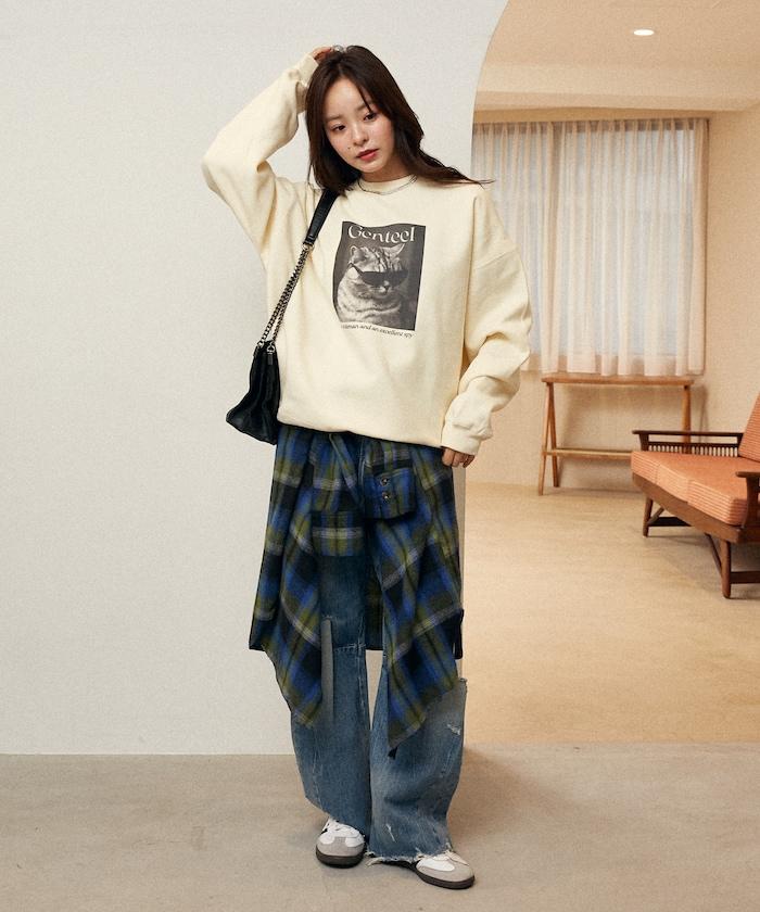 Gentee 貓咪 內加絨衛衣