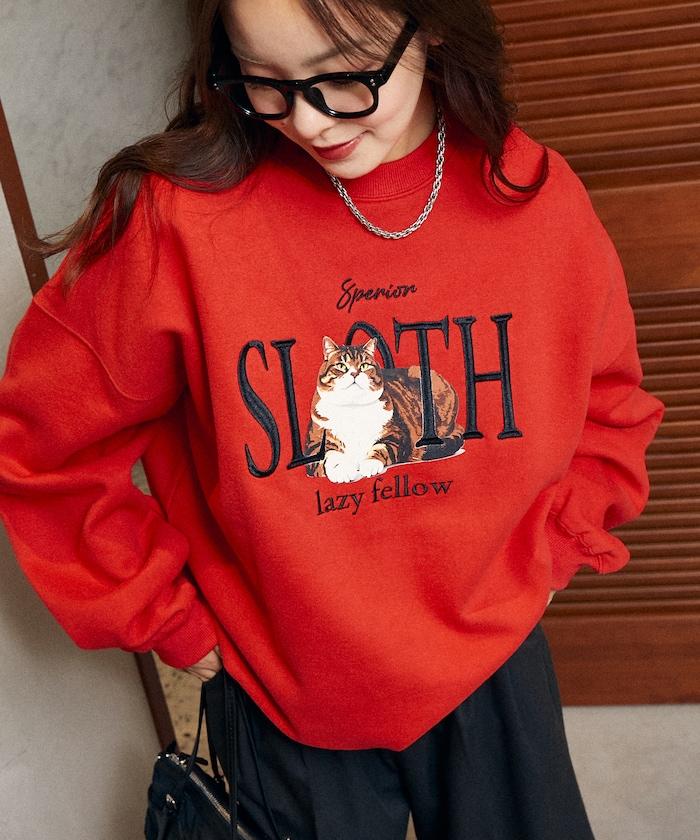 SLOTH 貓圖案加絨衛衣
