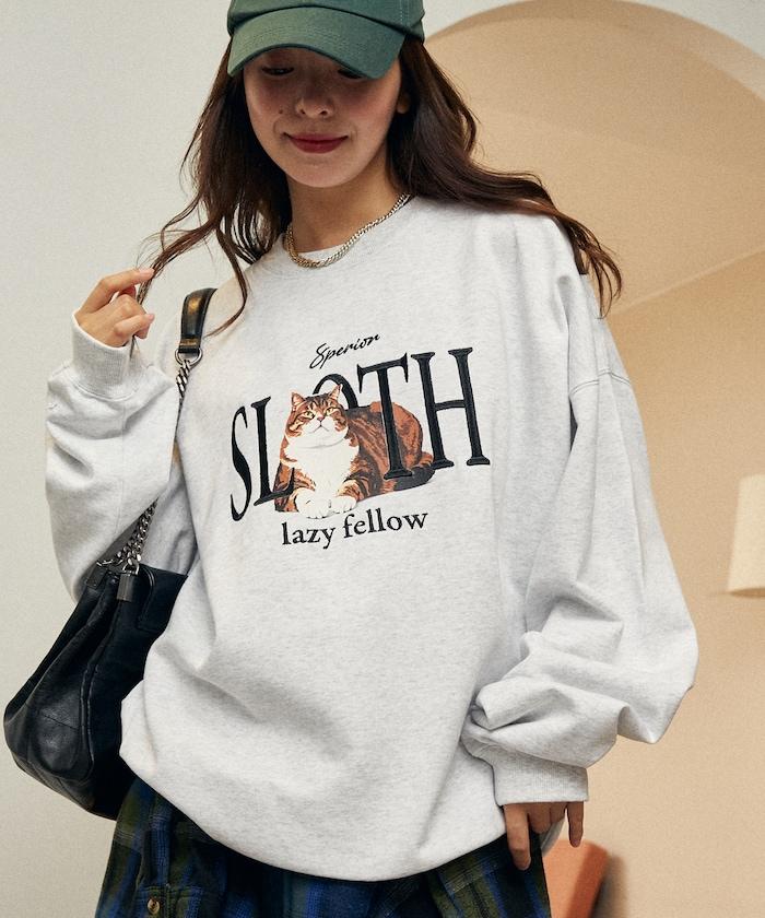SLOTH 貓圖案加絨衛衣