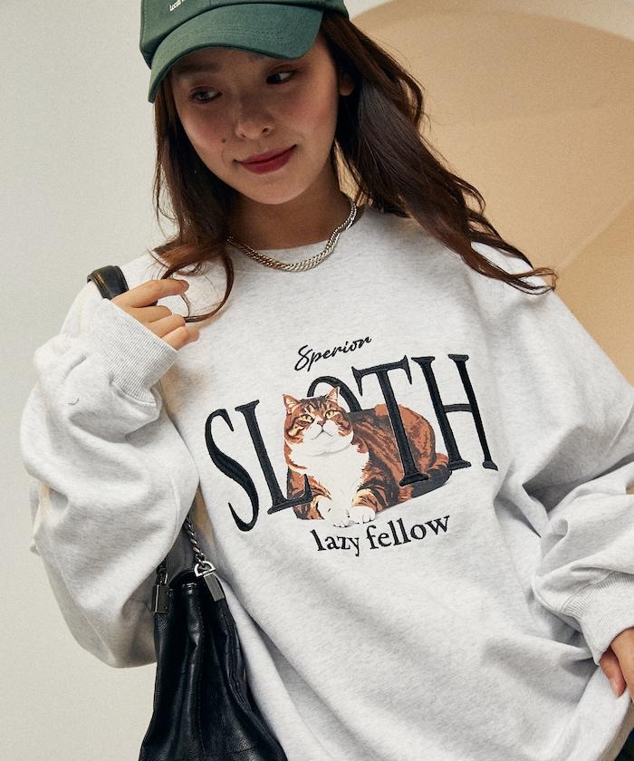 SLOTH 貓圖案加絨衛衣