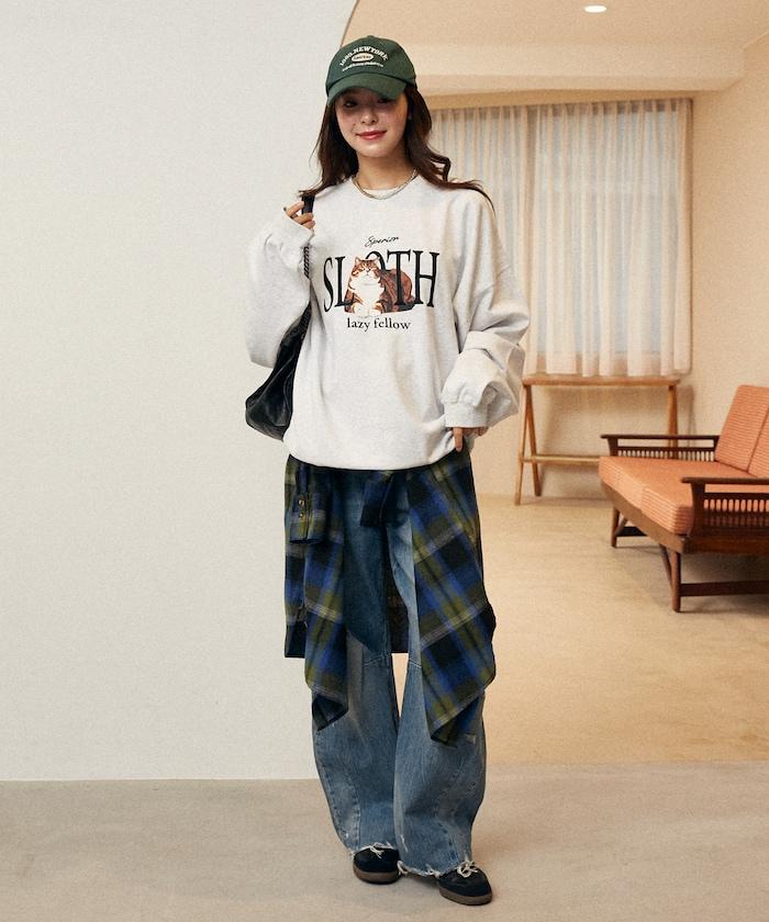 SLOTH 貓圖案加絨衛衣