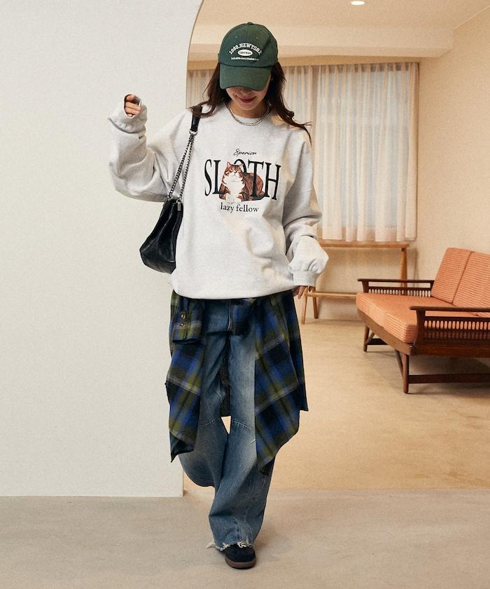 SLOTH 貓圖案加絨衛衣