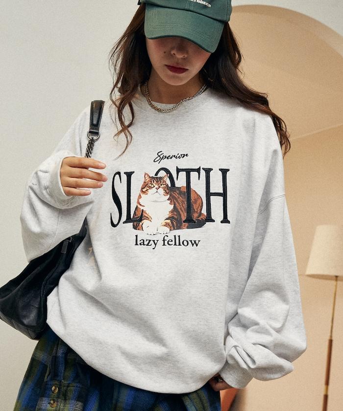 SLOTH 貓圖案加絨衛衣