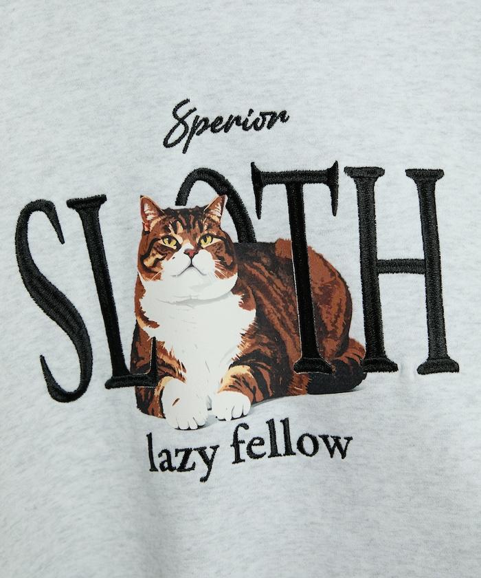 SLOTH 貓圖案加絨衛衣