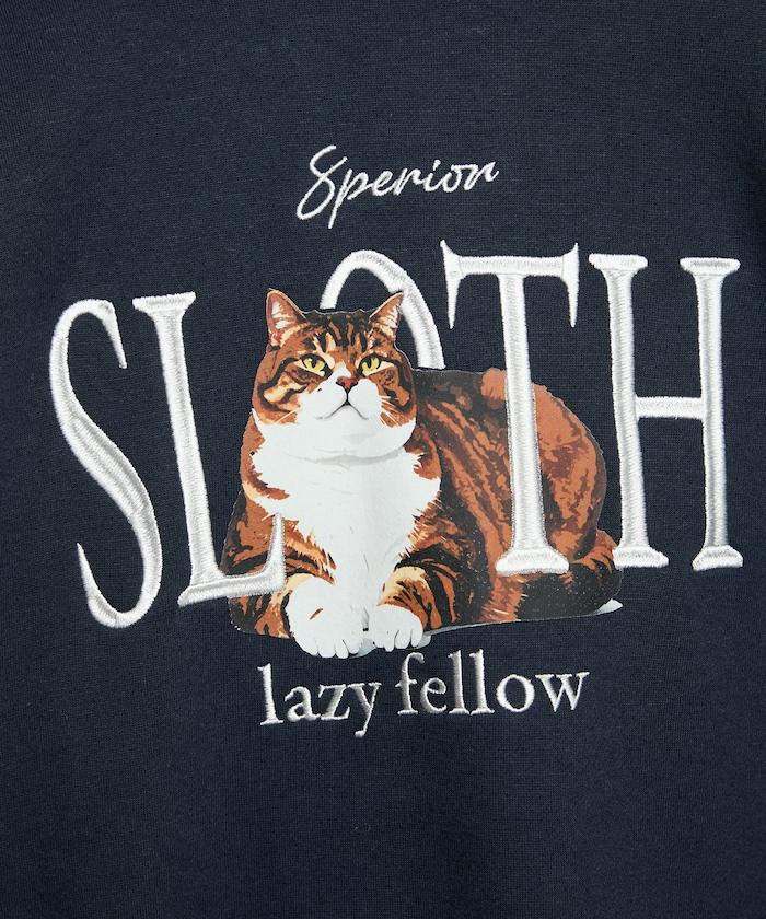 SLOTH 貓圖案加絨衛衣