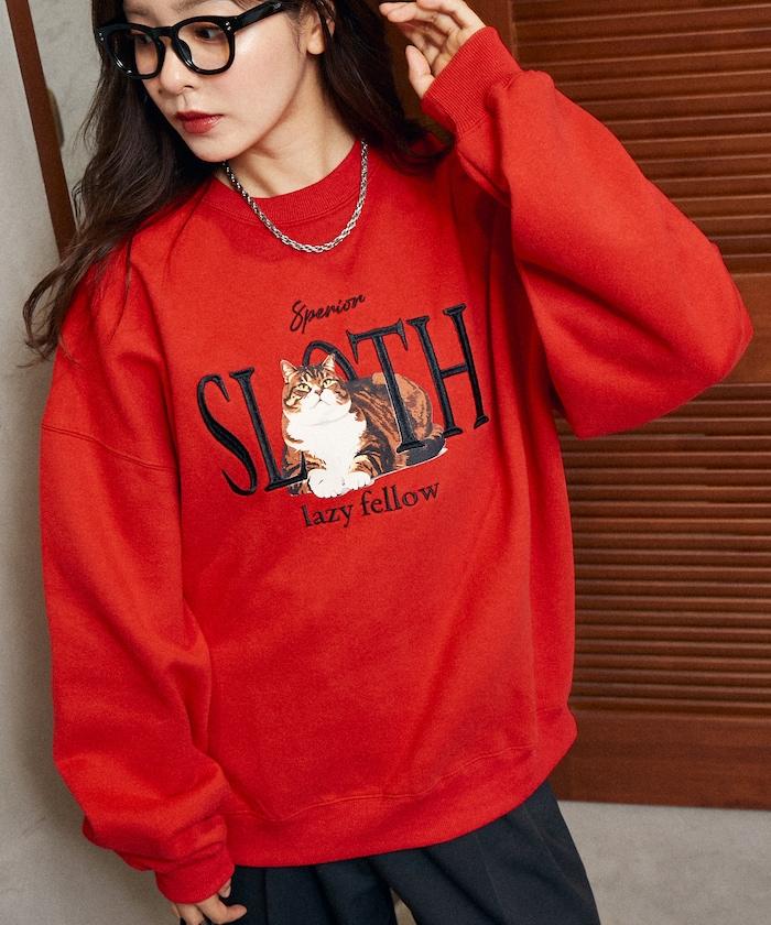 SLOTH 貓圖案加絨衛衣