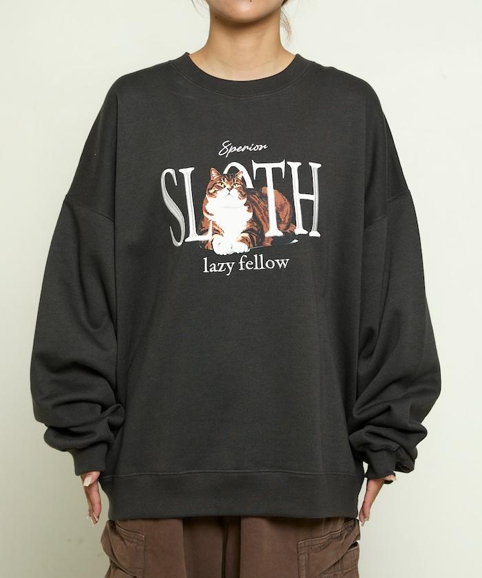 SLOTH 貓圖案加絨衛衣