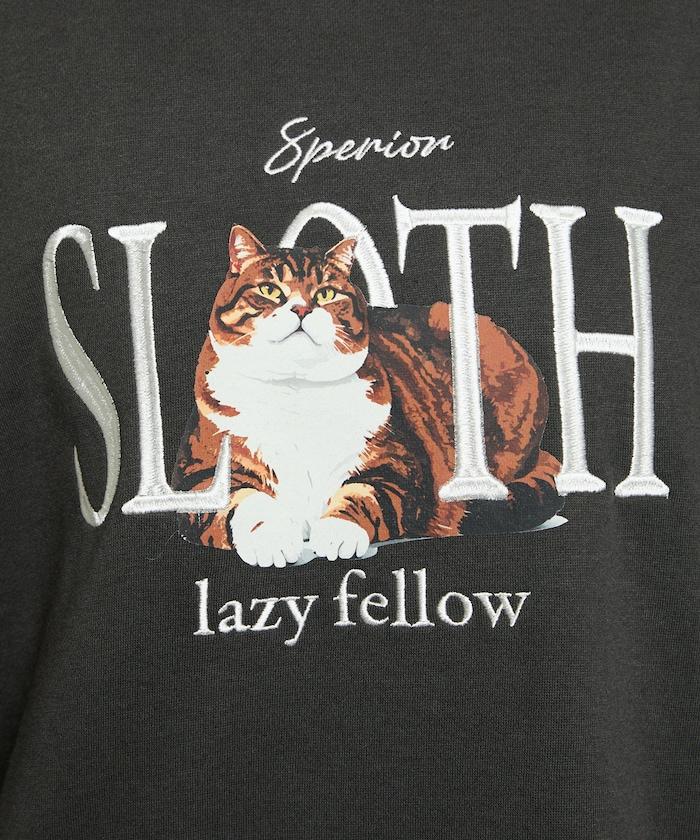 SLOTH 貓圖案加絨衛衣