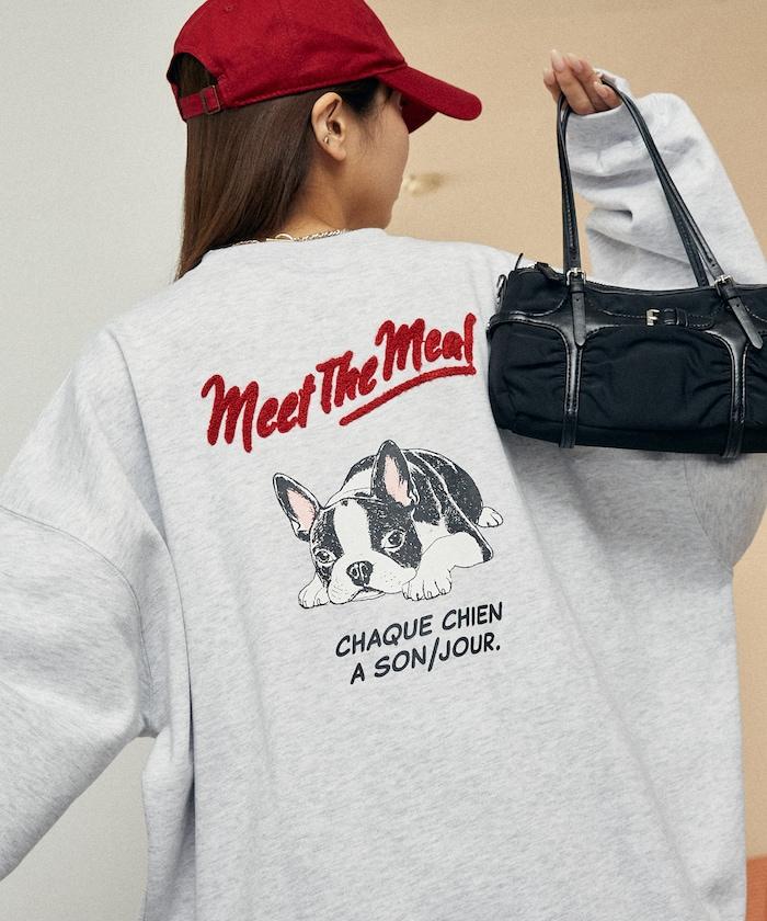 相良刺繡法鬥犬加絨衛衣