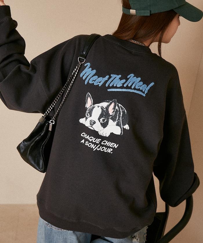 相良刺繡法鬥犬加絨衛衣