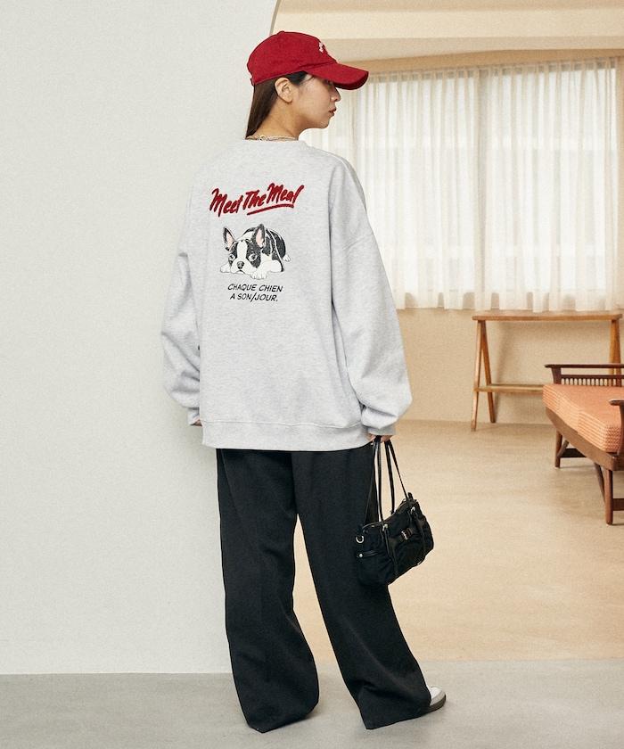 相良刺繡法鬥犬加絨衛衣