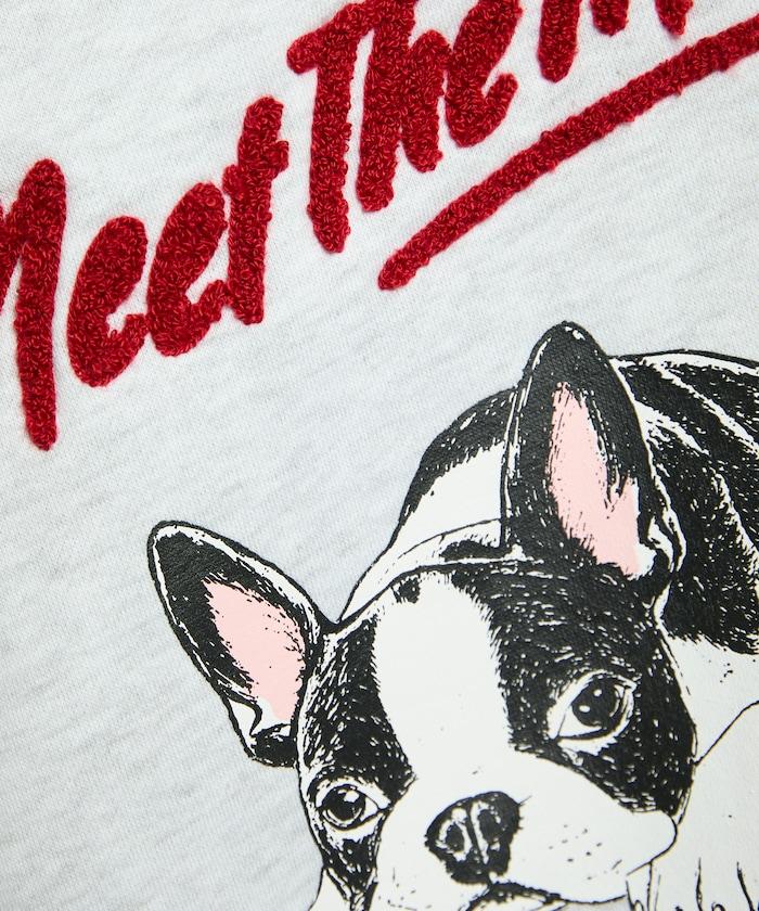 相良刺繡法鬥犬加絨衛衣