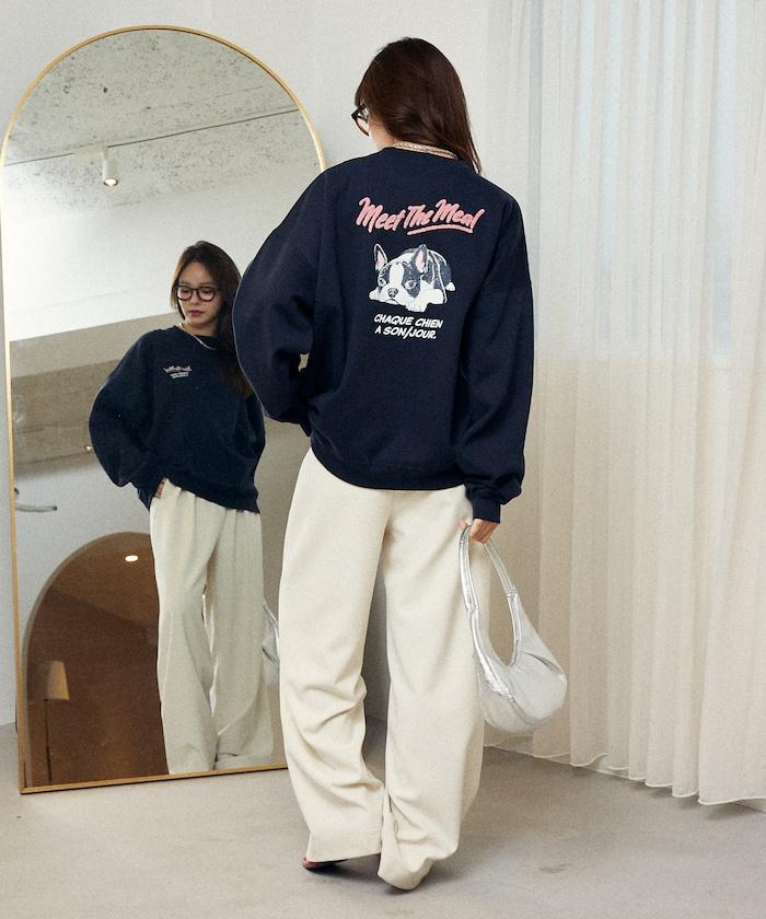 相良刺繡法鬥犬加絨衛衣