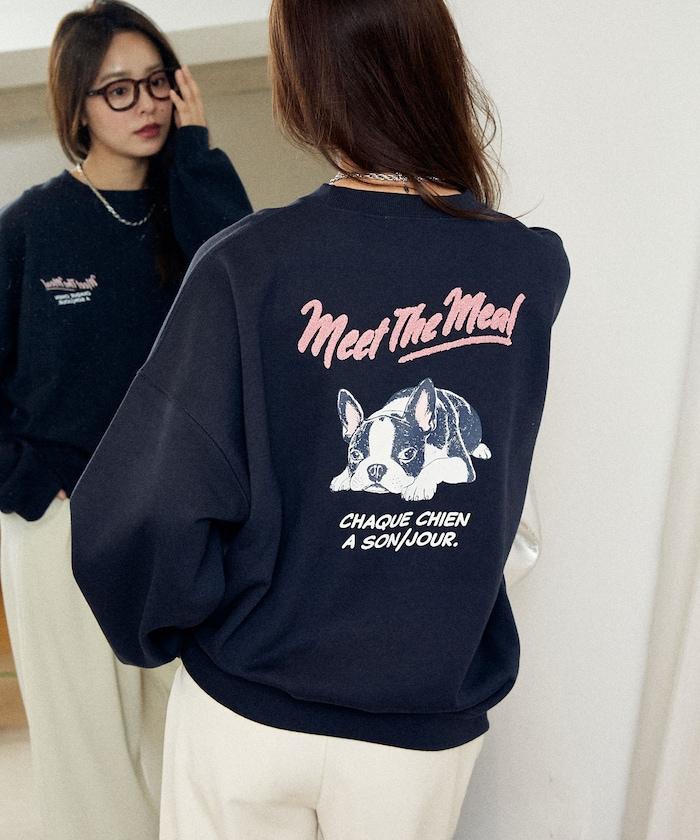 相良刺繡法鬥犬加絨衛衣