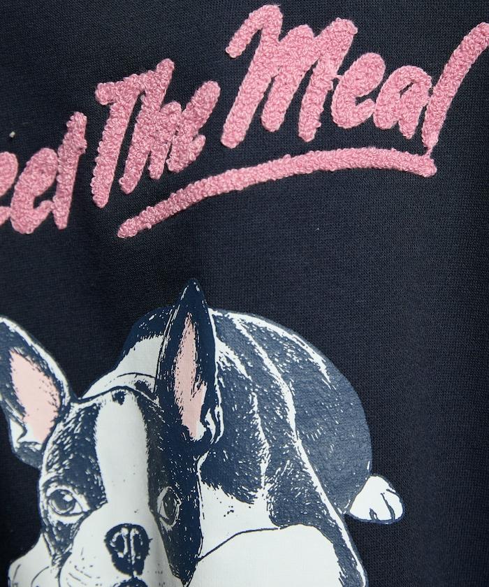 相良刺繡法鬥犬加絨衛衣