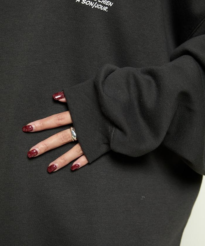 相良刺繡法鬥犬加絨衛衣