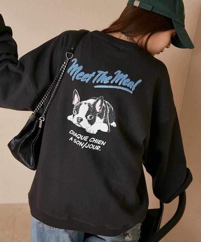 相良刺繡法鬥犬加絨衛衣