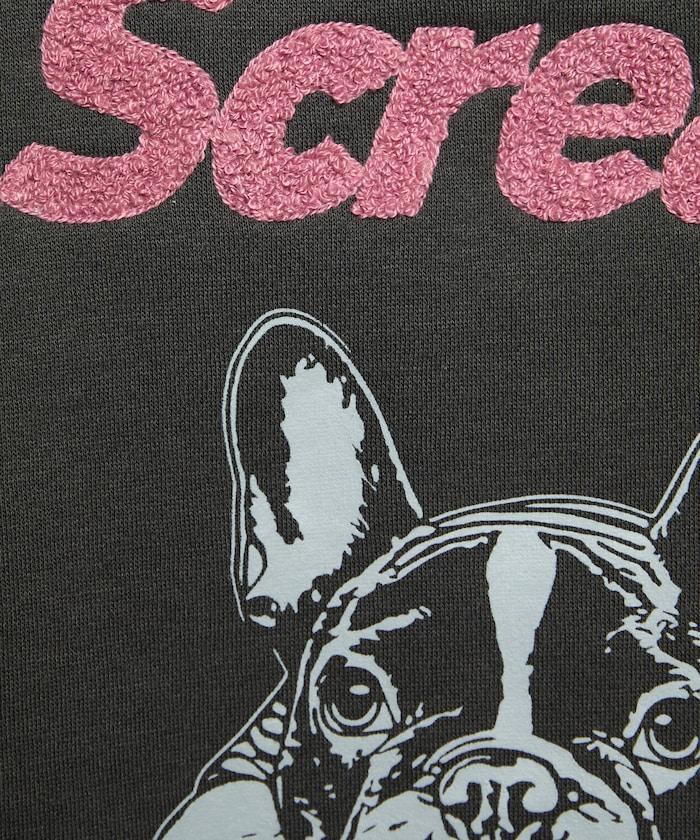 相良刺繡法鬥犬加絨連帽衛衣