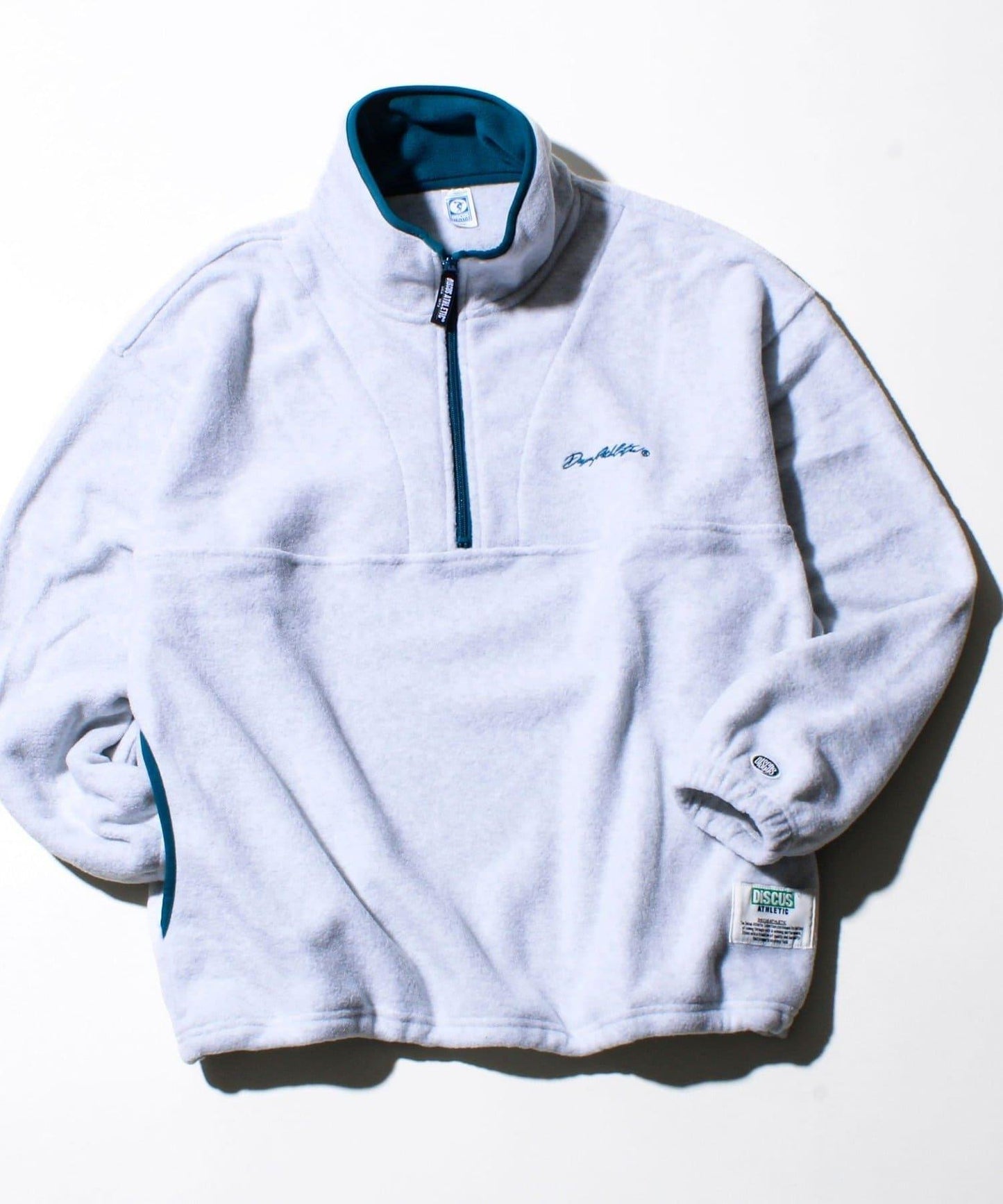 【DISCUS】男女同款拼色滾邊半拉鍊套頭衫