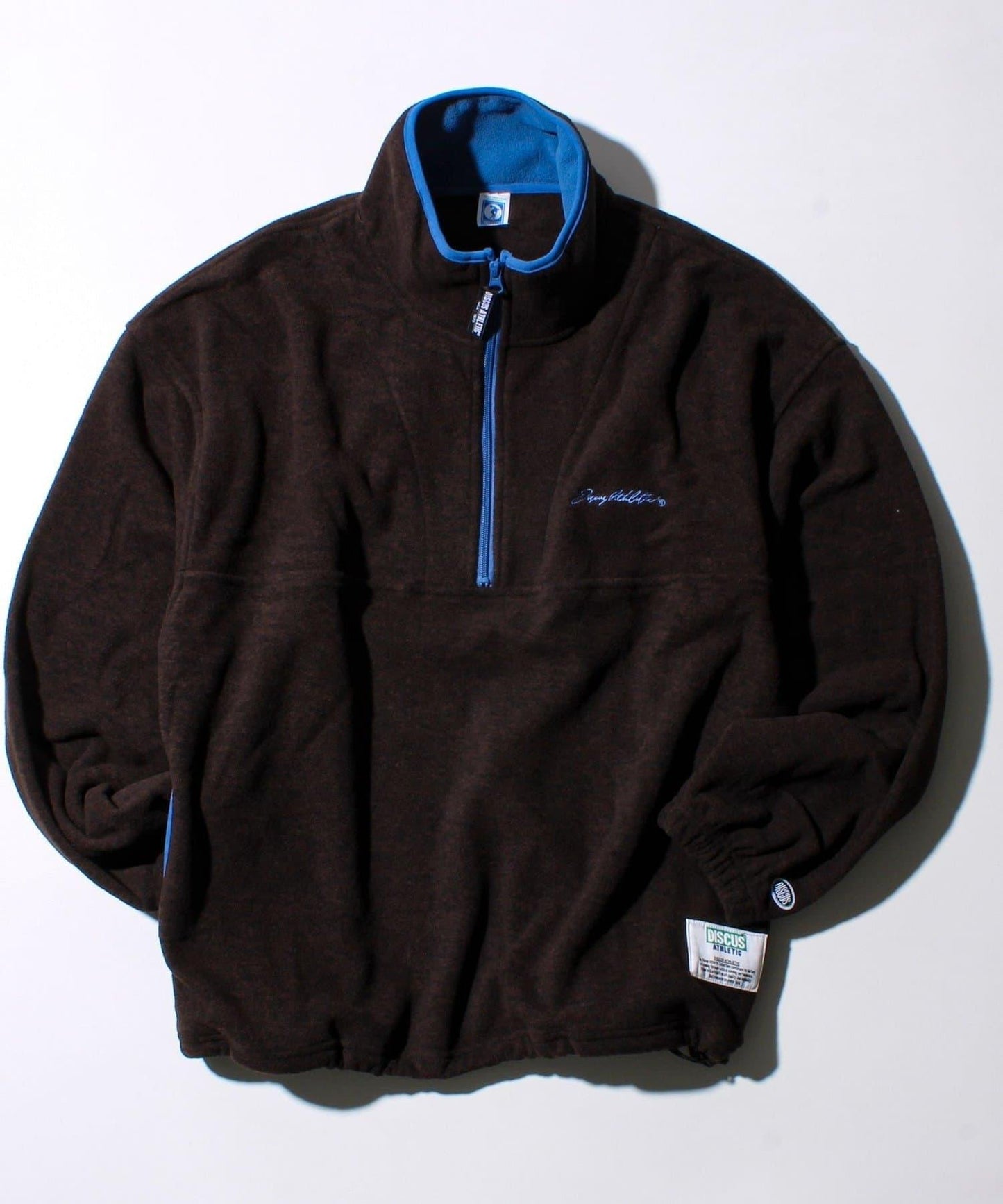 【DISCUS】男女同款拼色滾邊半拉鍊套頭衫