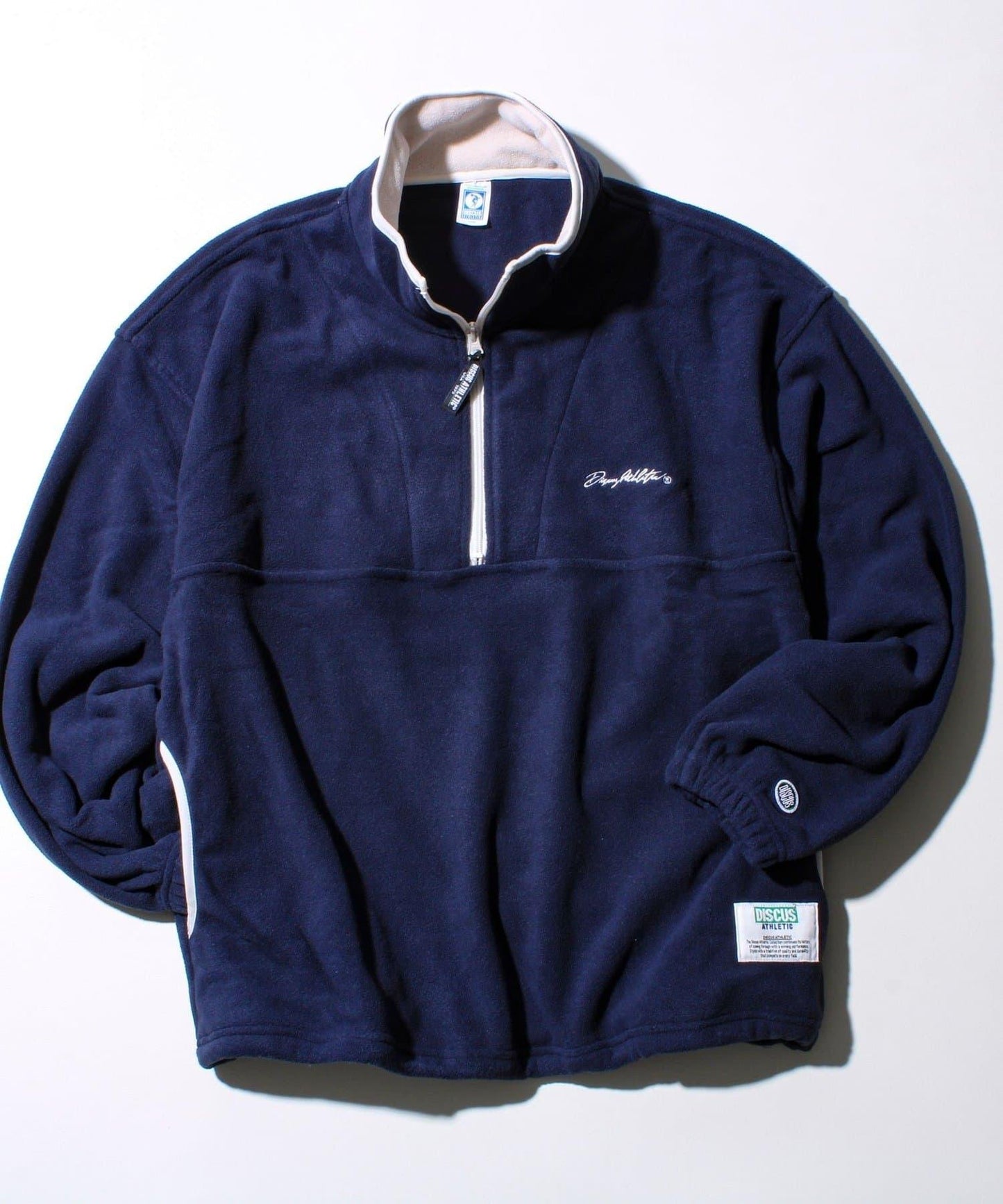 【DISCUS】男女同款拼色滾邊半拉鍊套頭衫