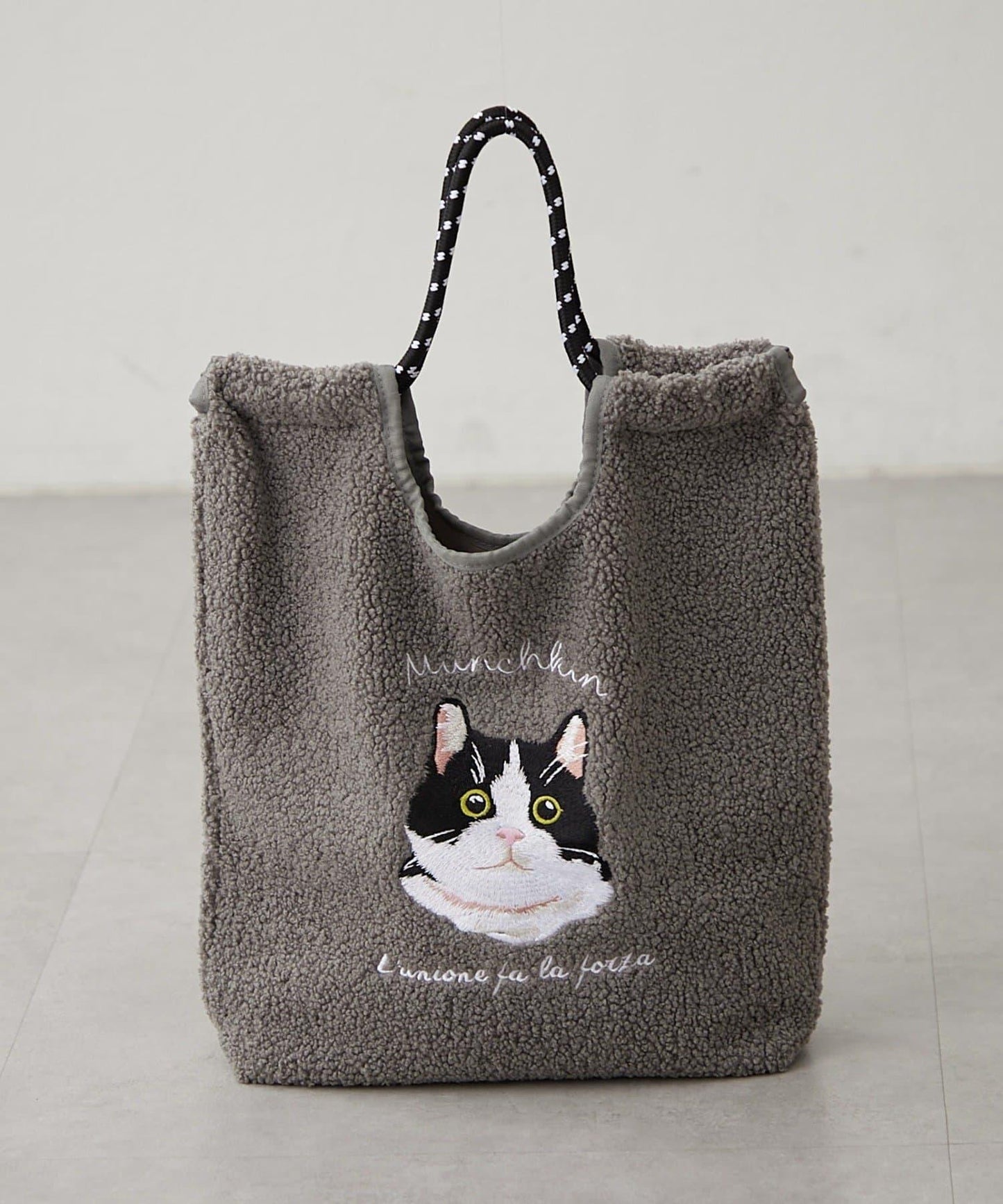 動物刺繡燈芯絨羊羔絨托特包
