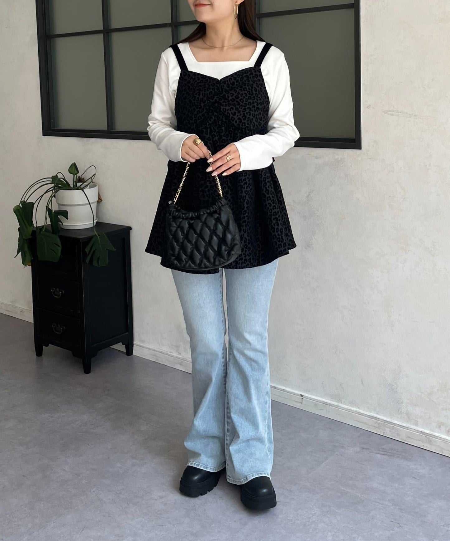 天鵝絨吊帶豹紋抹胸