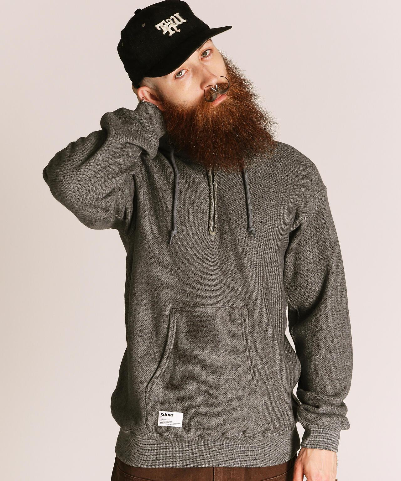 SALT AND PEPPER HALF ZIP HOODED SWEAT/ソルトアンドペッパー ハーフジップ パーカー