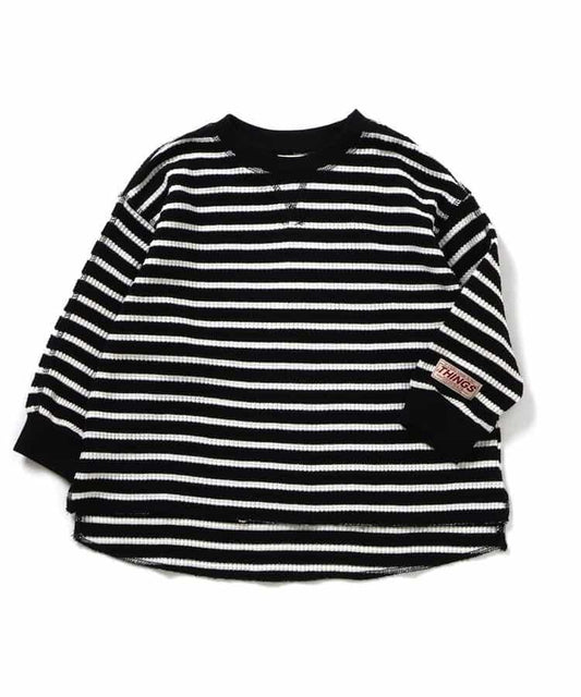 配色ステッチビッグシルエットワッフルTシャツ