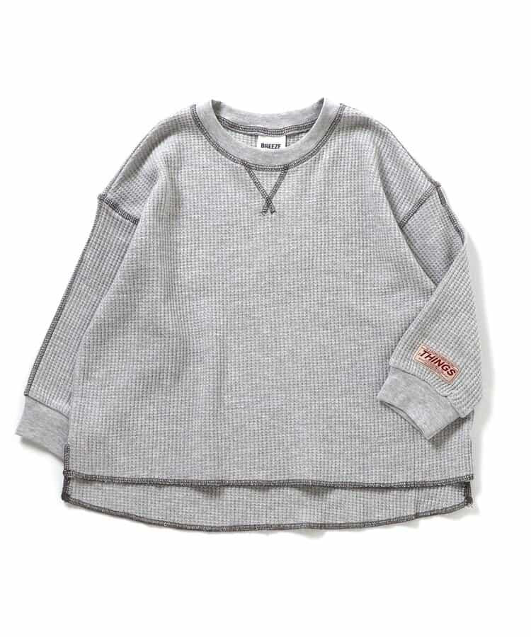 配色ステッチビッグシルエットワッフルTシャツ