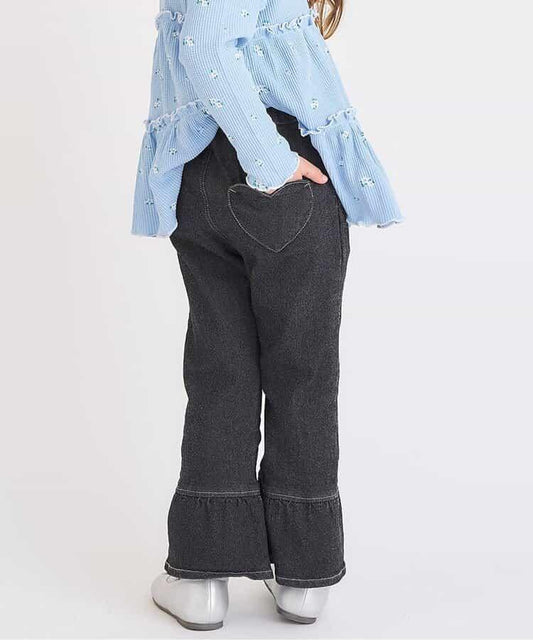 WEB限定 ハートポケット裾フリルパンツ  10分丈