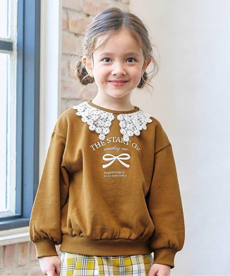 レース衿リボンロゴトレーナー