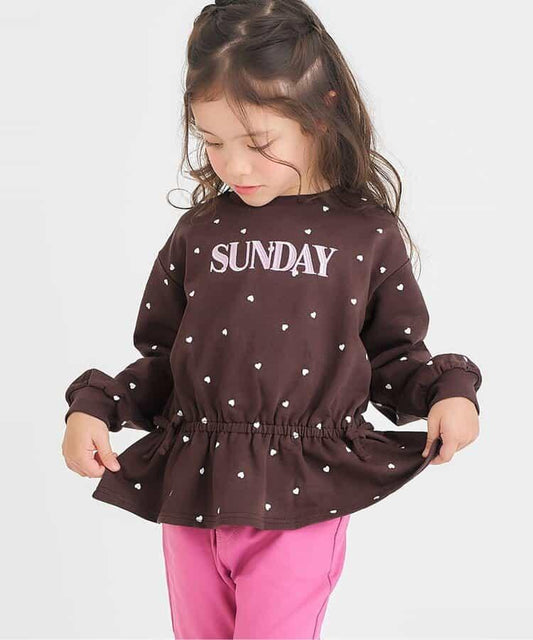 WEB限定 スウェットライクペプラムロゴトップス