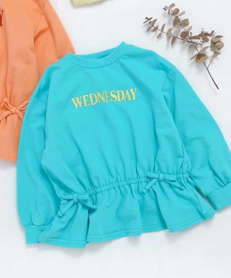 WEB限定 スウェットライクペプラムロゴトップス