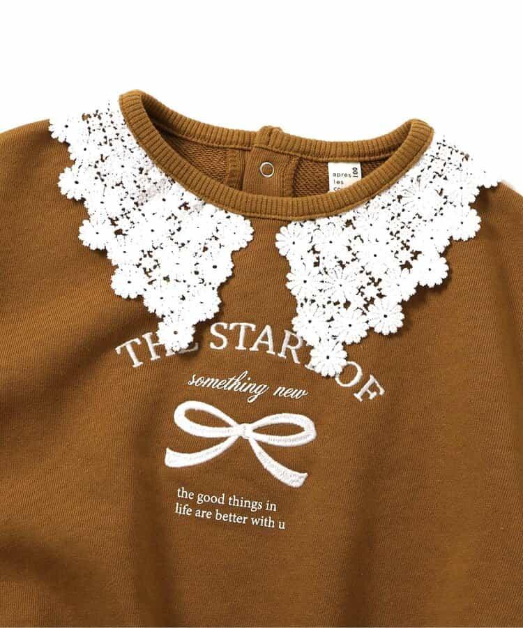 レース衿リボンロゴトレーナー