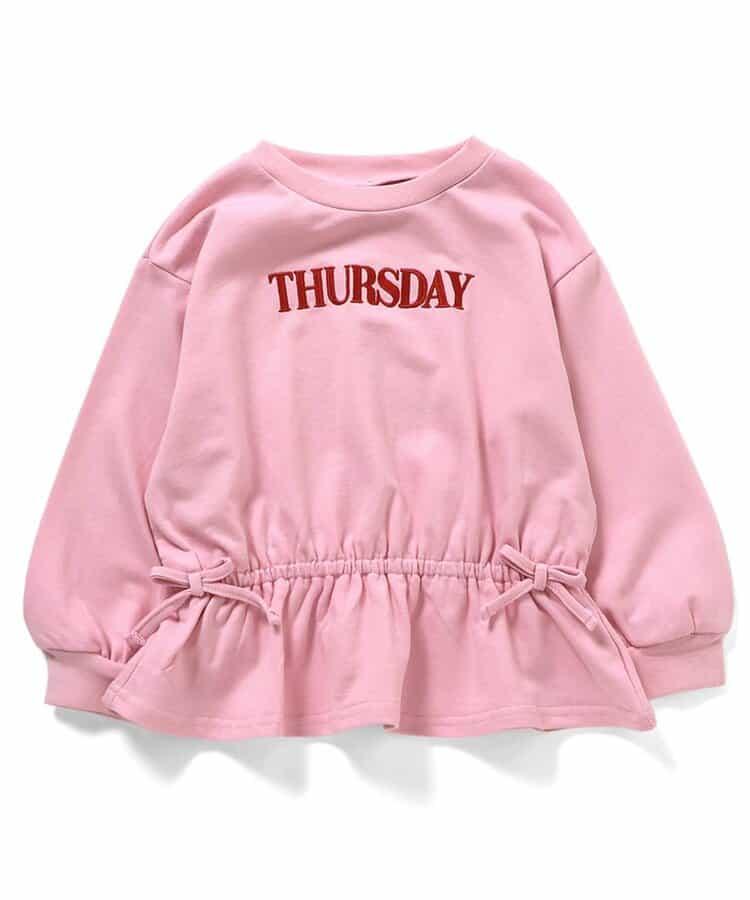 WEB限定 スウェットライクペプラムロゴトップス