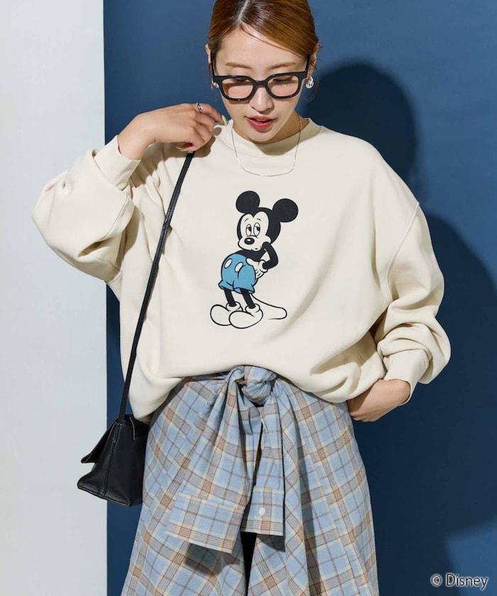 別注/Mickey Mouse/ミッキーマウス/前後 プリン トvintage 加工 スウェット【限定展開】