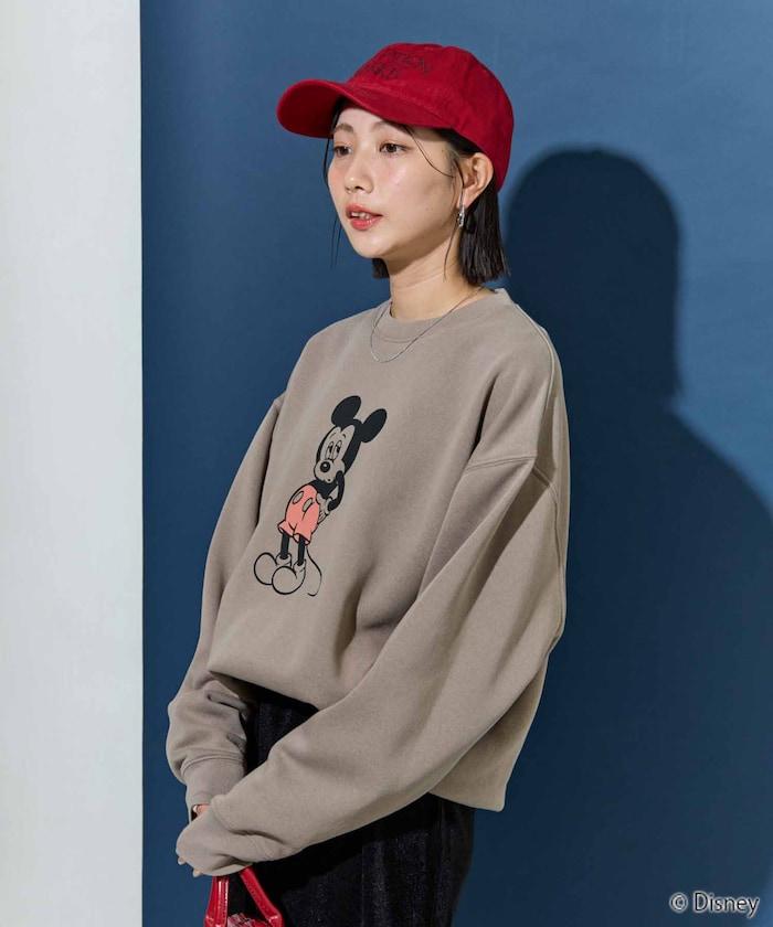 別注/Mickey Mouse/ミッキーマウス/前後 プリン トvintage 加工 スウェット【限定展開】