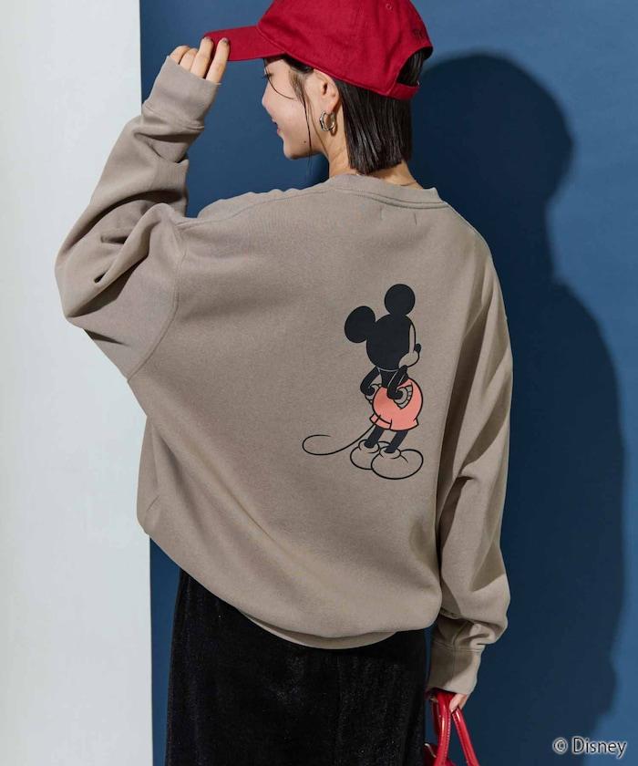 別注/Mickey Mouse/ミッキーマウス/前後 プリン トvintage 加工 スウェット【限定展開】
