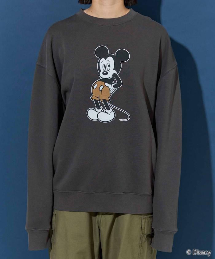 別注/Mickey Mouse/ミッキーマウス/前後 プリン トvintage 加工 スウェット【限定展開】