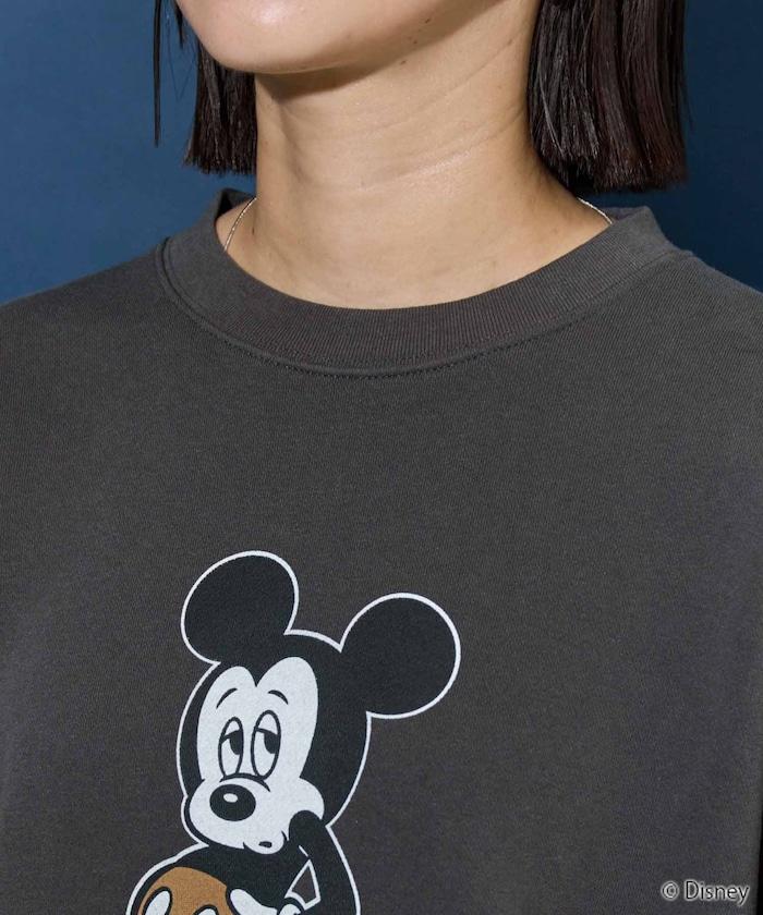 別注/Mickey Mouse/ミッキーマウス/前後 プリン トvintage 加工 スウェット【限定展開】