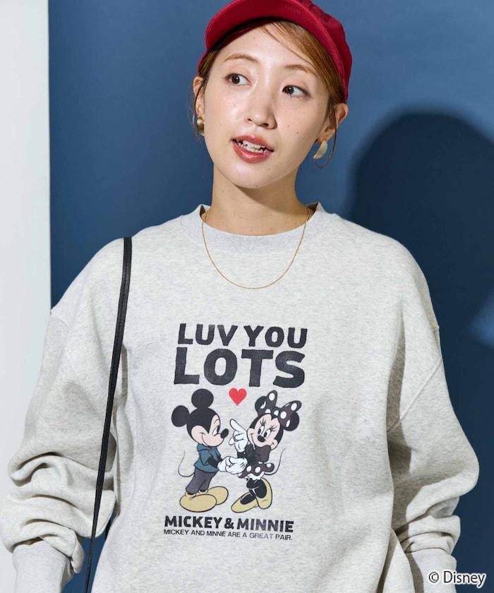 別注/Mickey Mouse&Minnie Mouse/ミッキーマウス&ミニーマウス/フロント ロゴ プリント スウェット【限定展開】