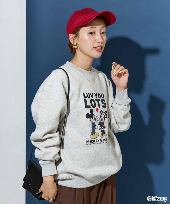 別注/Mickey Mouse&Minnie Mouse/ミッキーマウス&ミニーマウス/フロント ロゴ プリント スウェット【限定展開】