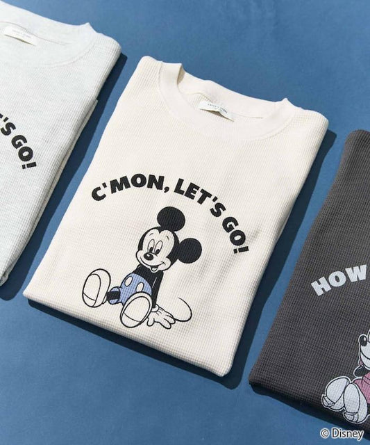 特別款/Mickey Mouse/米奇/華夫格印花長袖T恤